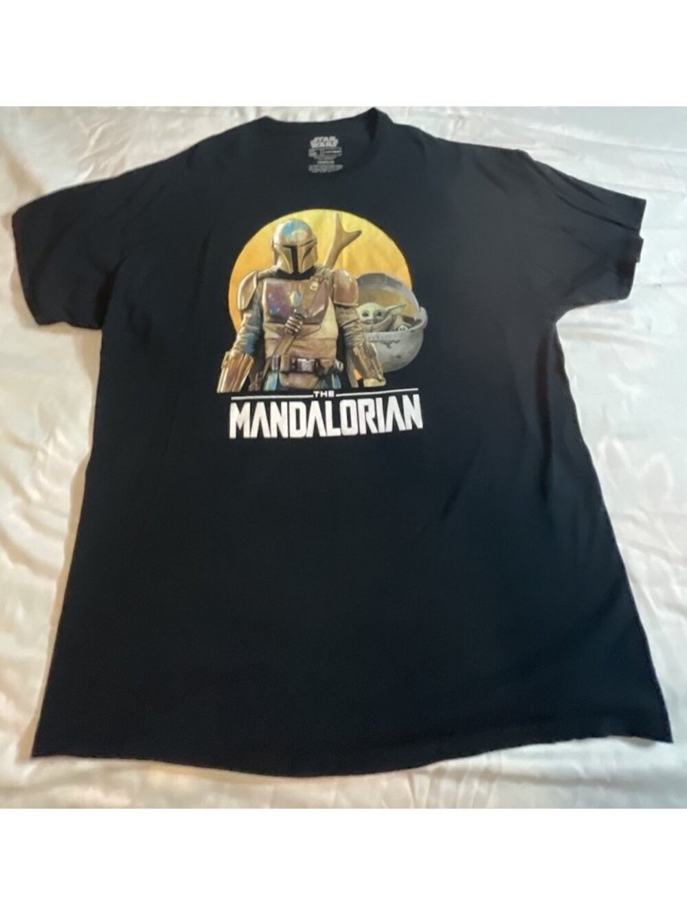 The Mandalorian Star Wars Size 2XL Shirt Tee Black Cotton Graphic T Yoda